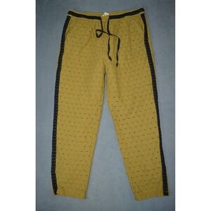 by Anthropologie Eyelet Crop Jogger Drawstring Waist Pants Size M Gold/Black